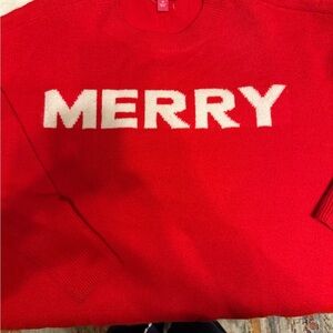 Vince Camuto Red 'MERRY' Crewneck Sweater